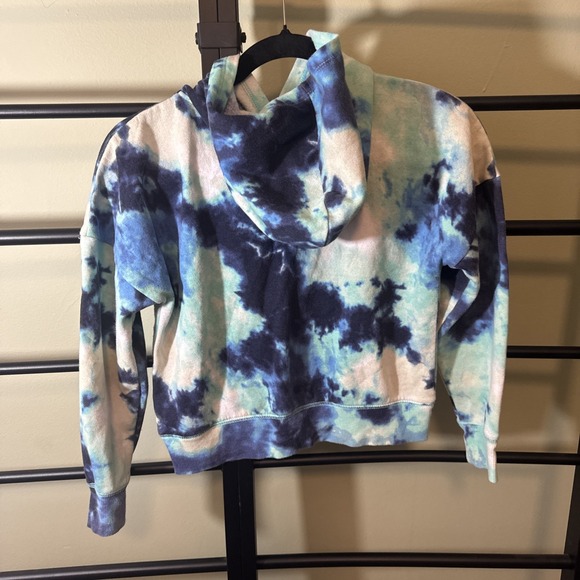 Justice Girls Tie Dye Hoodie Navy Blue & Green Pullover Sweatshirt Small 7/8 - Picture 5 of 8